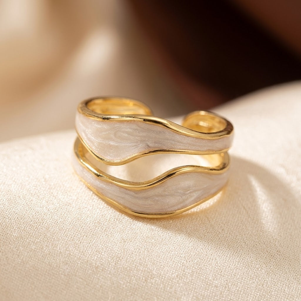 Silver and Gold Sculptural Cuff Ring