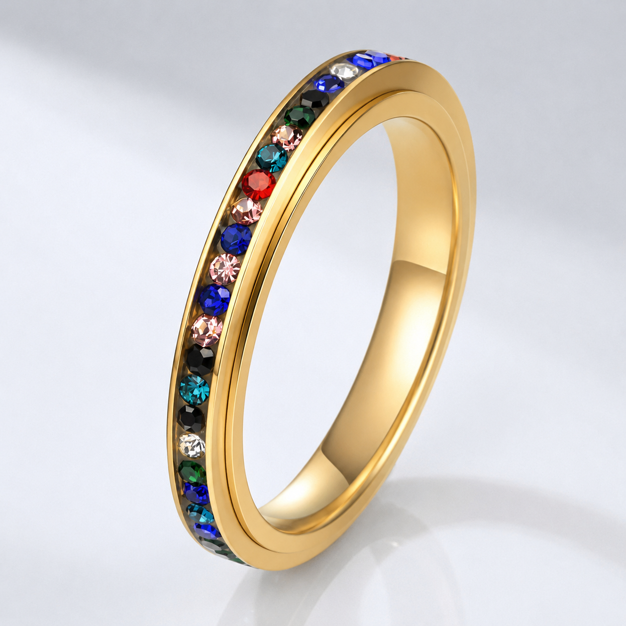 COLORFUL CRYSTAL ETERNITY BAND RING
