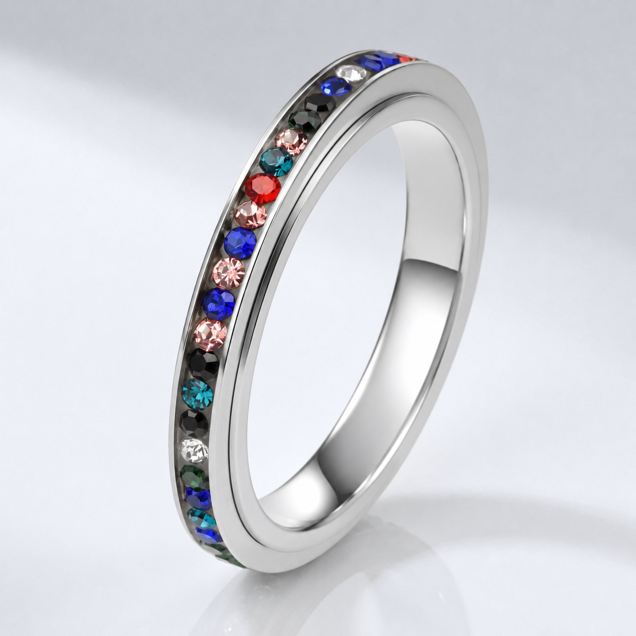 COLORFUL CRYSTAL ETERNITY BAND RING