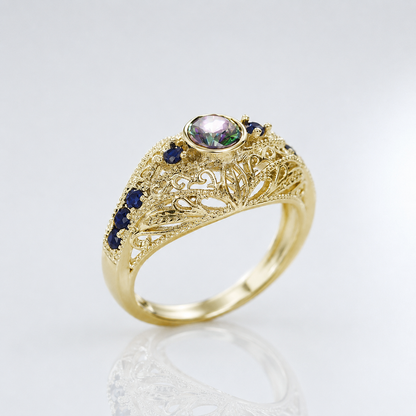 GOLD OPAL SAPPHIRE VINTAGE RING