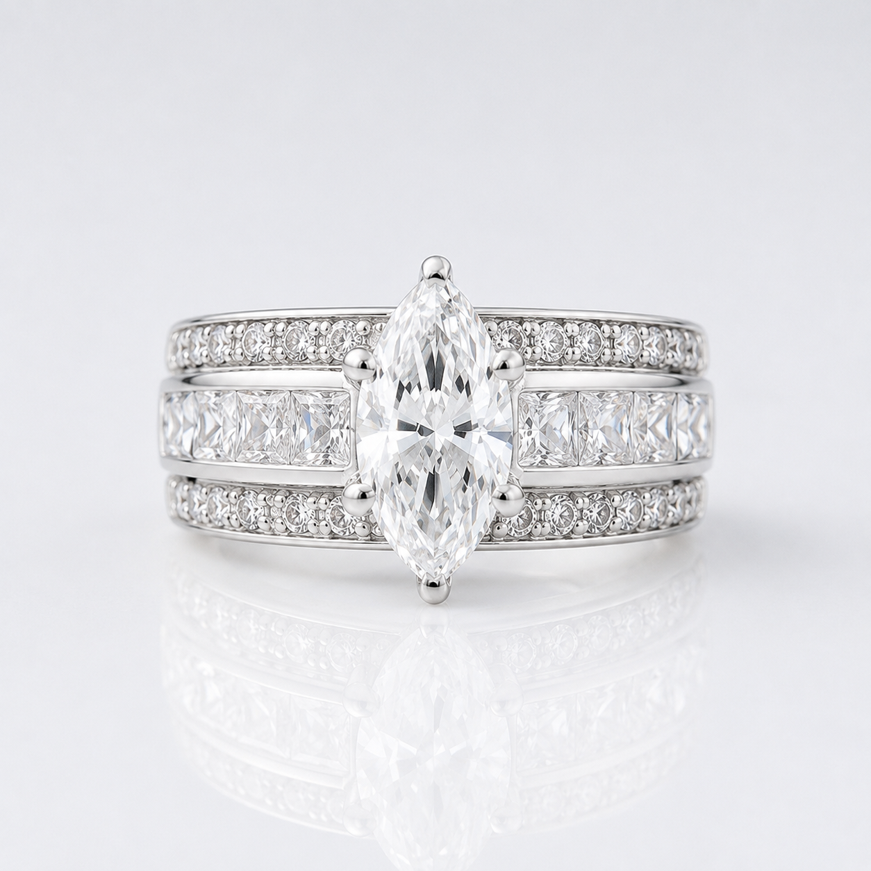 MARQUISE CRYSTAL WIDE BAND RING