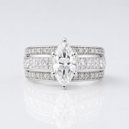 MARQUISE CRYSTAL WIDE BAND RING