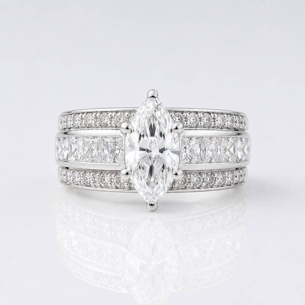 MARQUISE CRYSTAL WIDE BAND RING