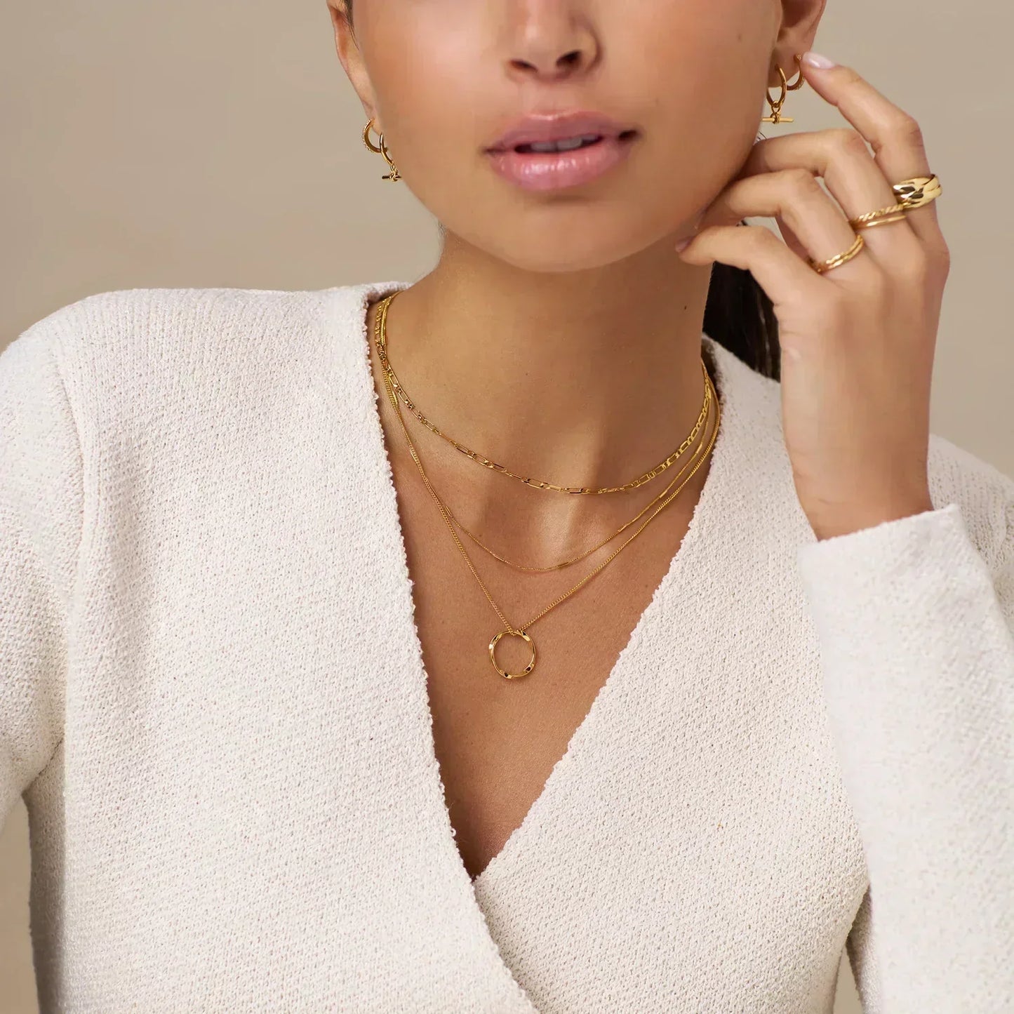Circa™ | Gold Open Circle Three Row Necklace