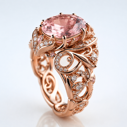 ROSE GOLD TOURMALINE ORNATE RING