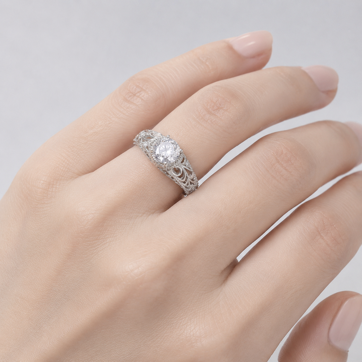 SILVER CUSHION ZIRCONIA VINTAGE RING