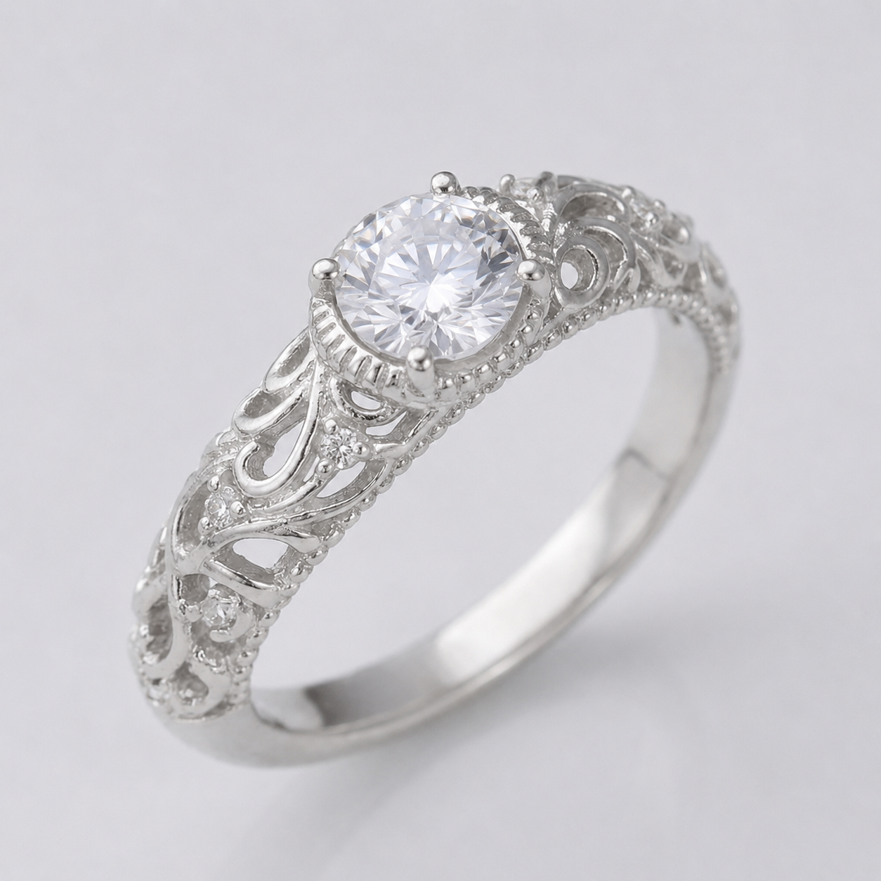 SILVER CUSHION ZIRCONIA VINTAGE RING