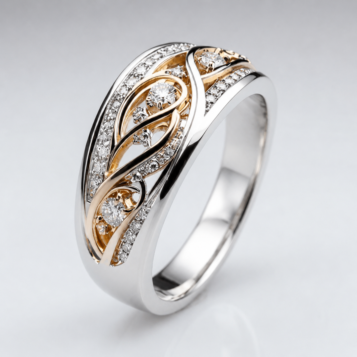 SILVER ROSE GOLD TWO TONE VINTAGE RING
