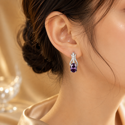 Silver Amethyst Drop Earrings