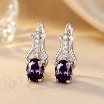 Silver Amethyst Drop Earrings