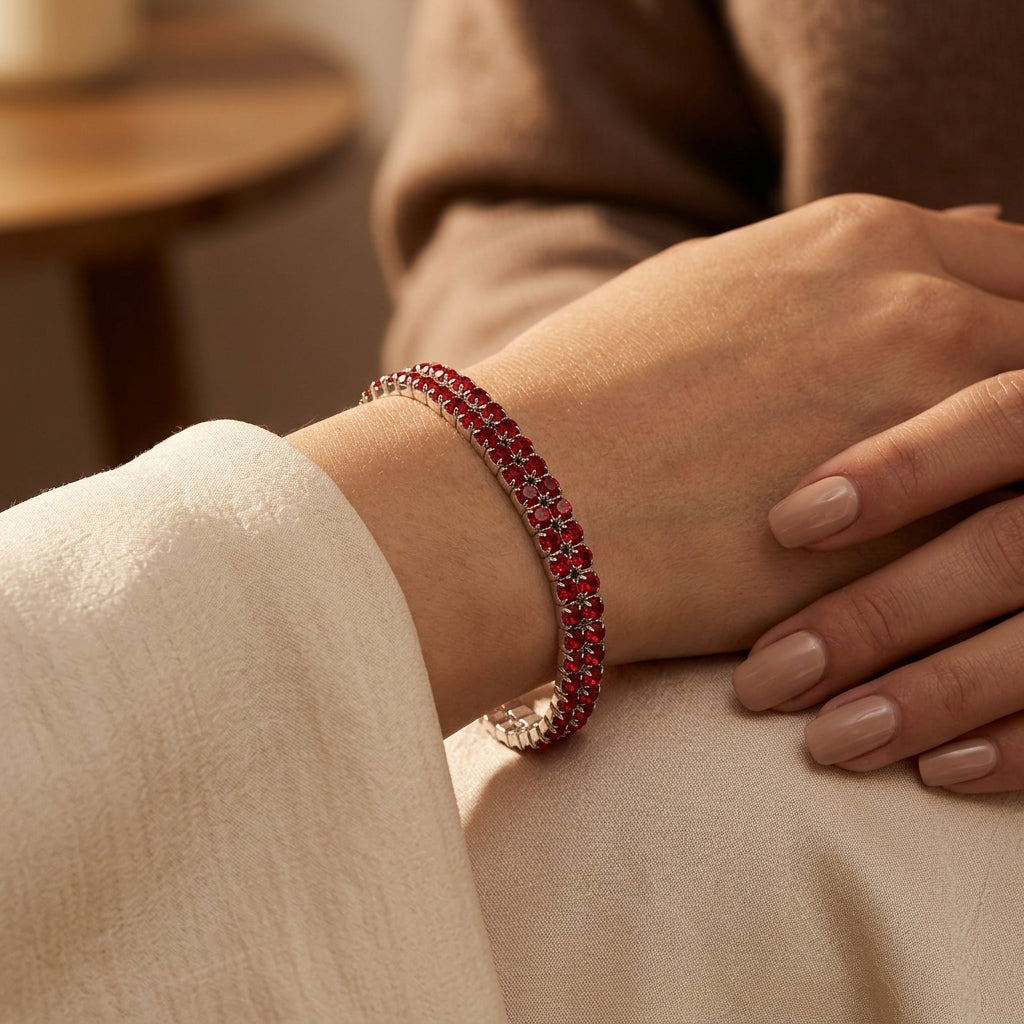 Silver Ruby Tennis Bracelet