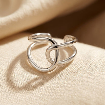 Silver Interlocking Open Ring