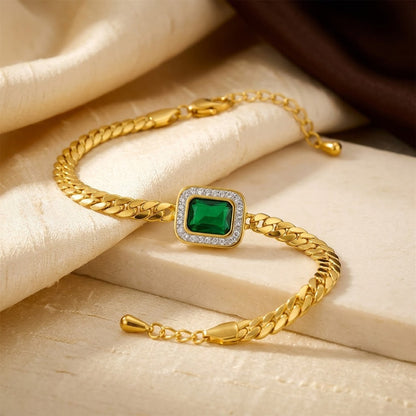 Gold Emerald Chain Bracelet