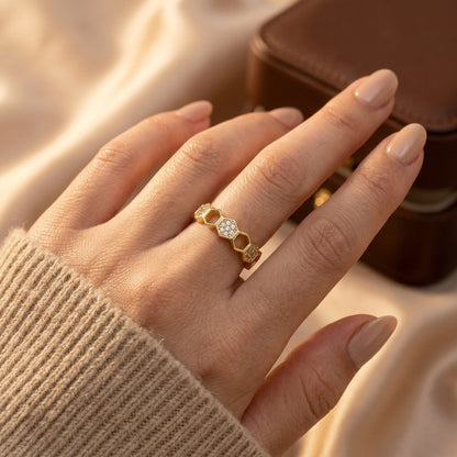 Gold Geometric Open Ring