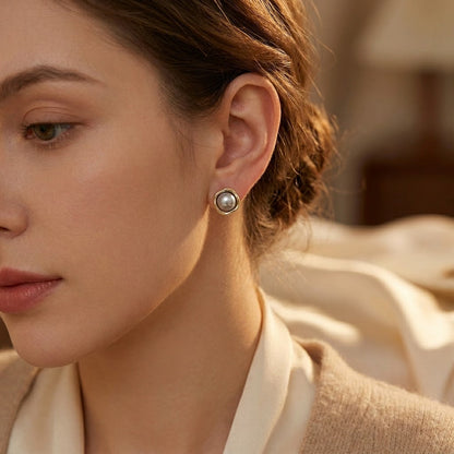 Gold Pearl Stud Earrings