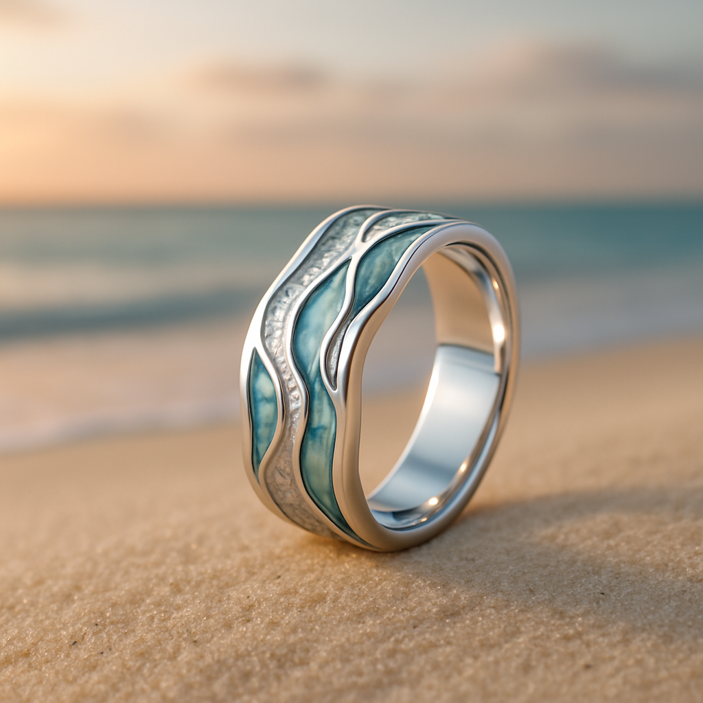Chloe | Turquoise Silvered Waves Ring