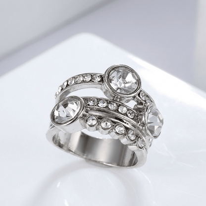 SILVER TWIN SPARKLE RING