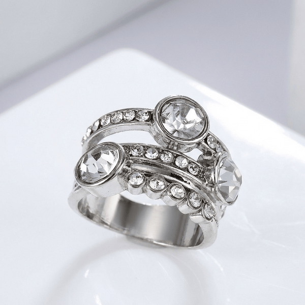 SILVER TWIN SPARKLE RING