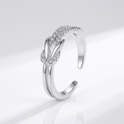 SILVER ZIRCONIA WRAP RING - (ADJUSTABLE)
