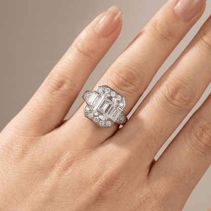 SILVER RECTANGULAR ZIRCONIA RING
