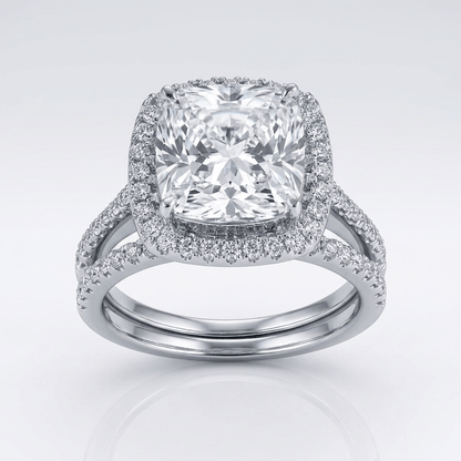 SILVER SQUARE ZIRCONIA HALO RING