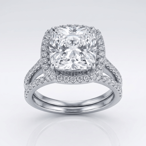 SILVER SQUARE ZIRCONIA HALO RING