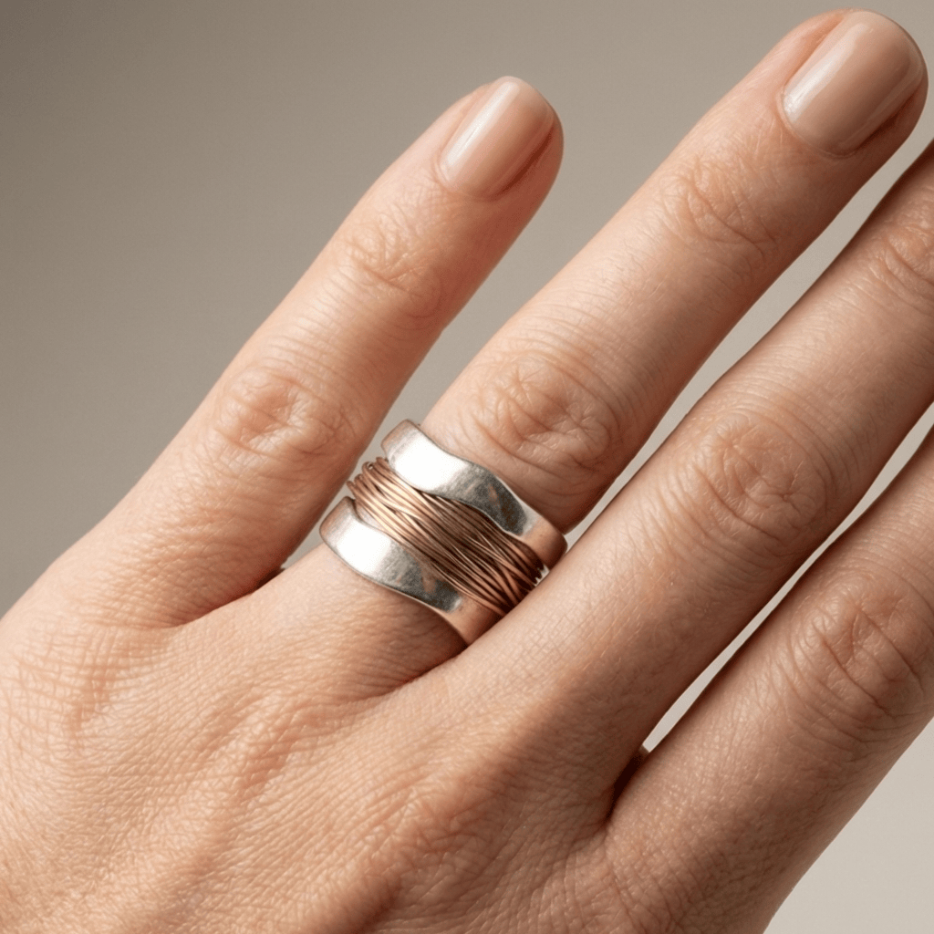HANDMADE SILVER GOLD WIRE WRAP RING